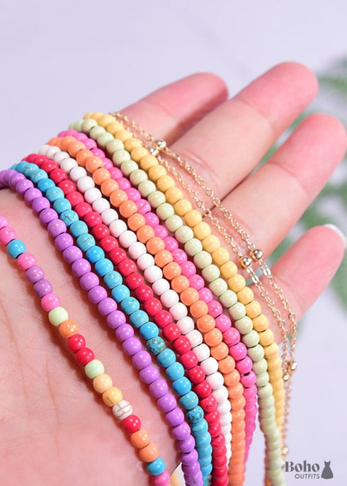 Boho Necklace, Seed Bead Choker, 2 Layers Cross & Shell